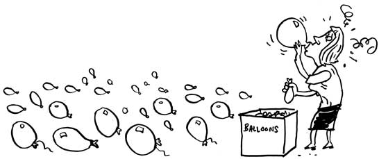Blowing up balloons cartoon